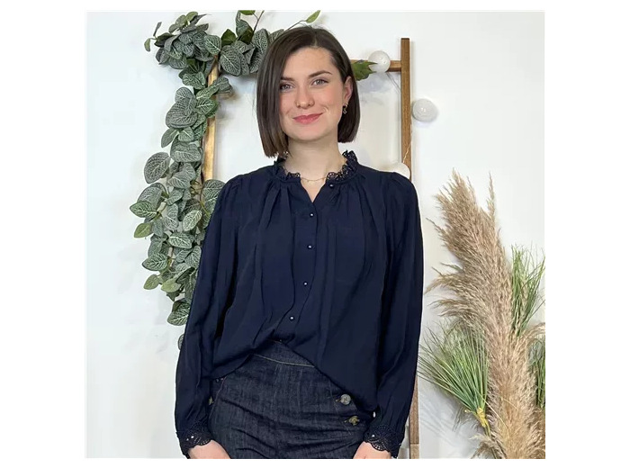 K572- Chemise Y'Coo "Bohême-Chic" (T34-T40) (marine)