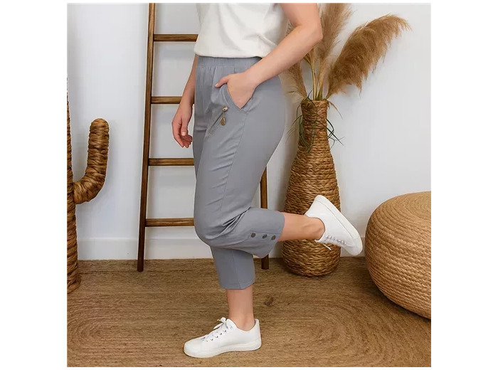 T541- Pantacourt stretch uni JST (T38-T52) (gris)