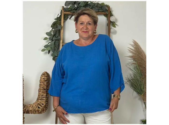 K759- Tunique 100% coton (Tu) (bleu royal)