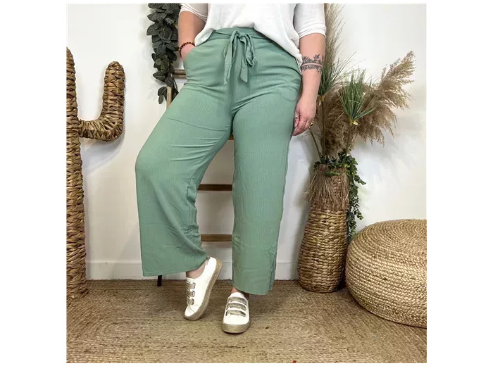 L788- Pantalon flou large (T42/44-T54/56) (vert céladon)