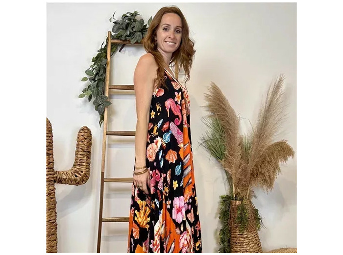 L133- Robe Fluide pompon (Tu) 🇮🇹 (courbes)