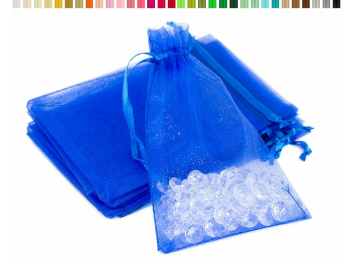 Lot de10 sacs en organza a nouer 7x9 cm pour bijoux bleu roi