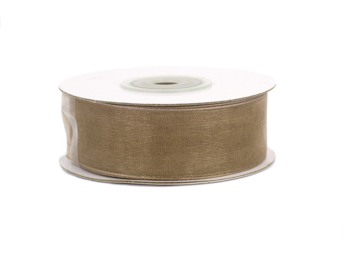 Ruban organza 25 mm de large bobine de 25 metres de long taupe