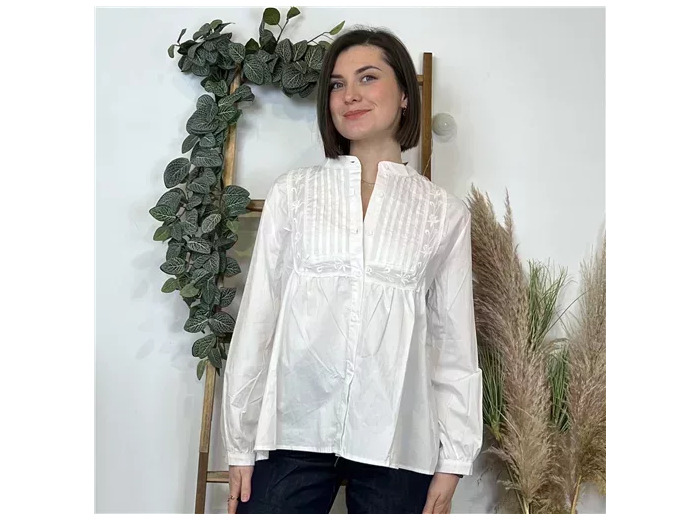 P429- Chemisier "Version Féminin" (T36-T40) (blanc)
