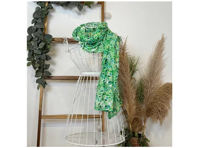 Y516- Foulard Gouttes détails dorés (vert émeraude)
