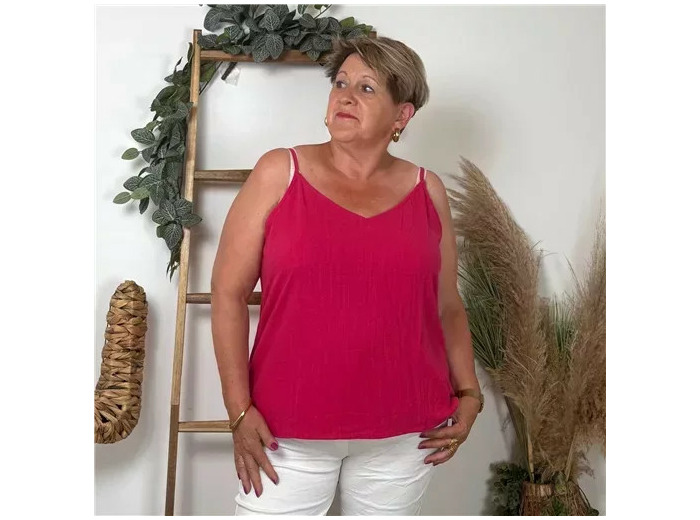 K233- Débardeur Maëlle dos brodé (T40-T48) (fuchsia)