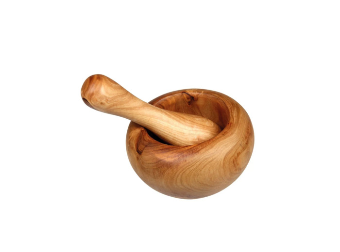Mortier et pilon en bois d'olivier Ø 11 cm
