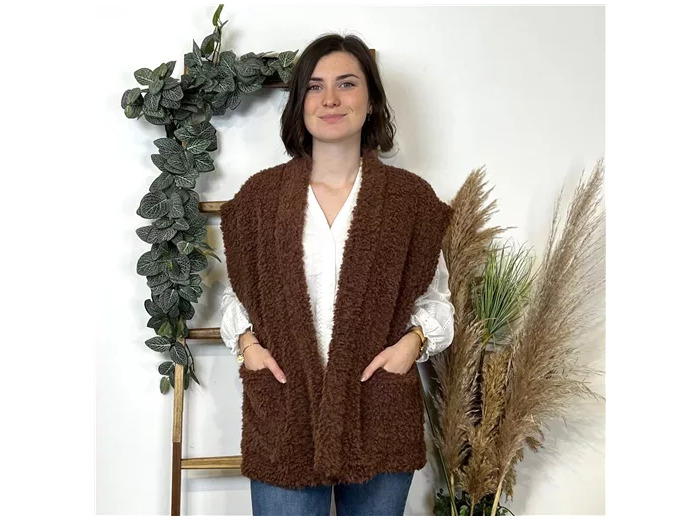 K808- Gilet Sherpa "uni" (Tu) (marron)