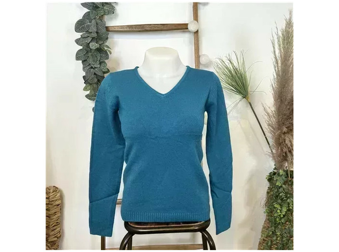 Y248- Pull Laine Cachemire "Tricotonic" (les T36&40) (bleu canard)