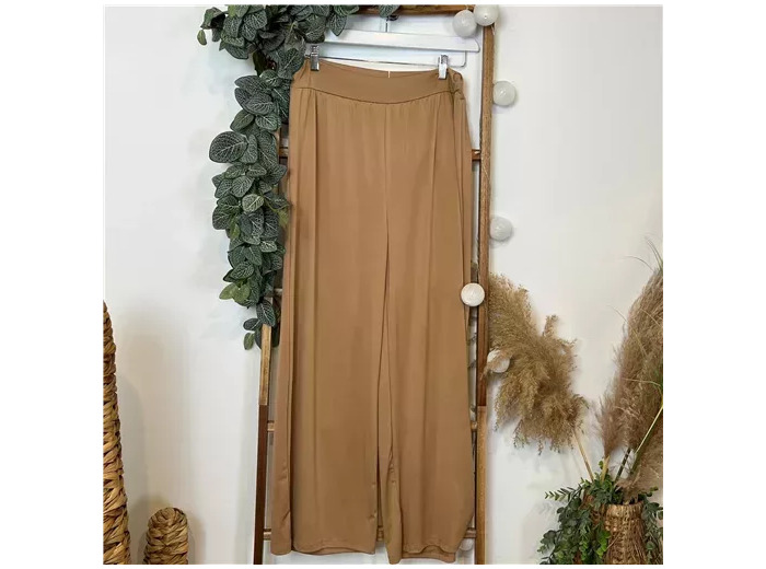 M957- Pantalon large Grande Taille (beige)