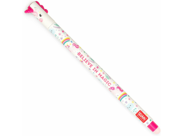 Stylo licorne gel effaçable, bille sur l'extrémité pour enlever l'encre sans consommer la feuille & Giraffe - Stylo gel effaçable, avec bille sur l'extrémité, pointe Ø 0,7 mm
