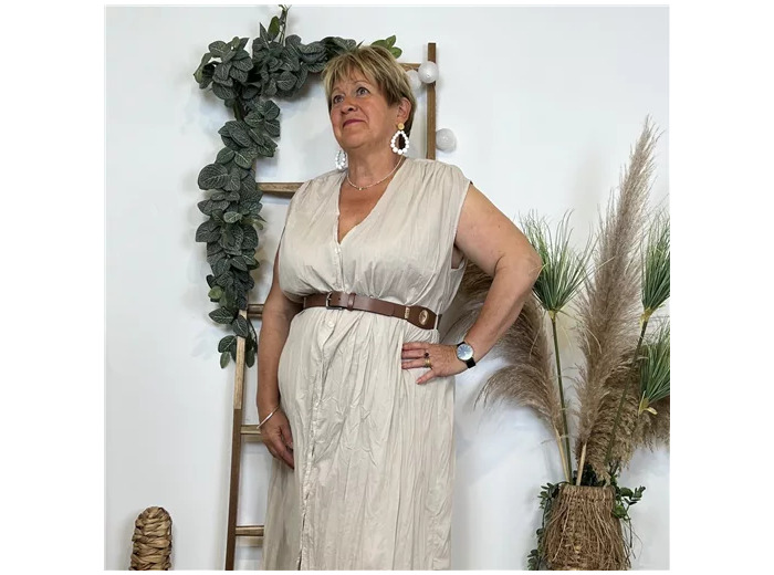L026- Robe Froissée 🇮🇹 (Tu) (beige)
