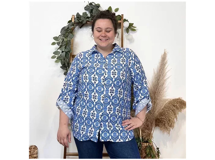 K467- Chemise « Akoz » (T42-T48) (bleu)