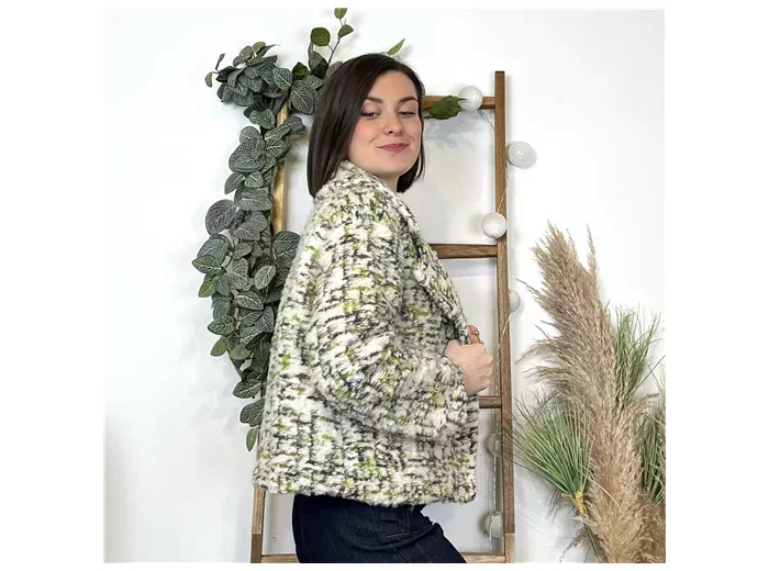 K681- Veste Laine Chiné (Tu)  🇮🇹 (kaki)