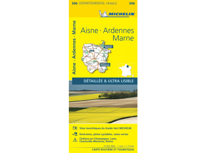 CARTE DEPARTEMENTALE AISNE, ARDENNES, MARNE