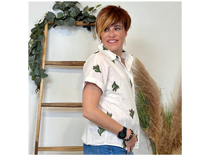 K229- Chemise Cactus 🌵 (T36-T40) (blanc)