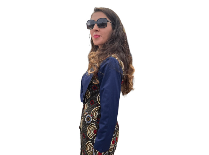 Robe wax blazer femme, décolletée plongeon