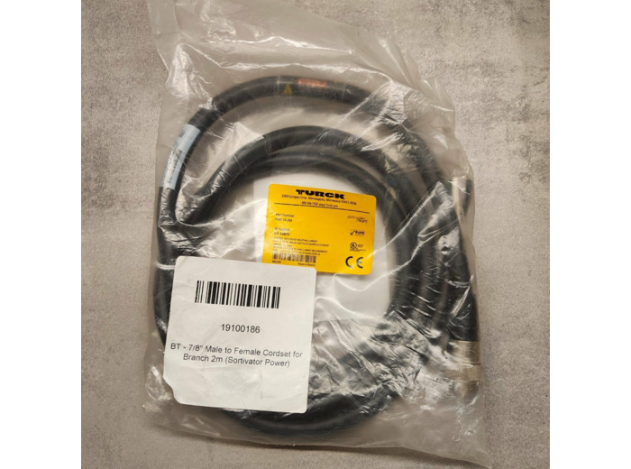 Turck RSM 34-2M CORDSET, A, STRAIGHT MALE, MALE: 14 AWG, 3 PIN, 600V, 15A, 2M