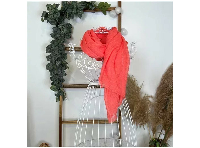 Y510– Foulard uni froissé (corail)