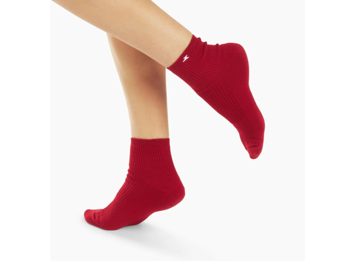 Chaussettes courtes rouges côtelées - Amy - Vanessa Wu