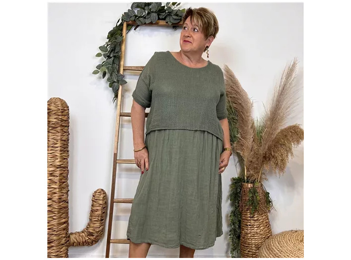 K194- Robe Crop-Top (Tu) (kaki)