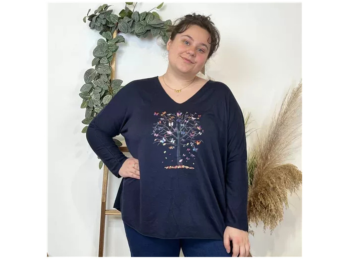 K823- Pull tunique "Arbre de vie" 🇮🇹 (marine)