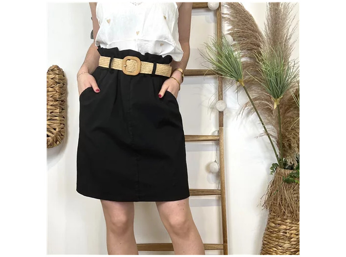 L770- Jupe stretch unie (Tu) 🇮🇹 (noir)