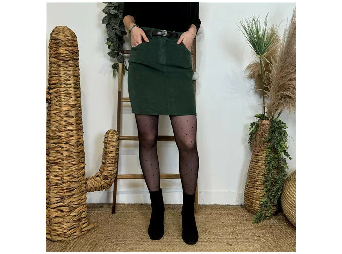 M745- Jupe en velours (T36-T44) (vert sapin)