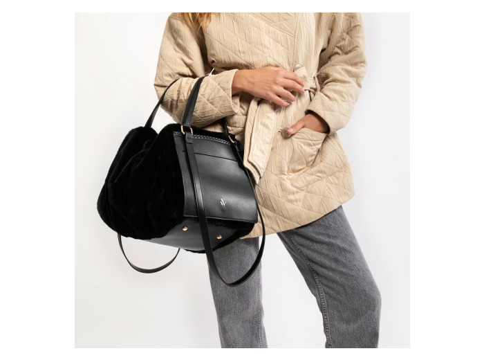 Sac week-end noir en fausse fourrure - Vanessa Wu