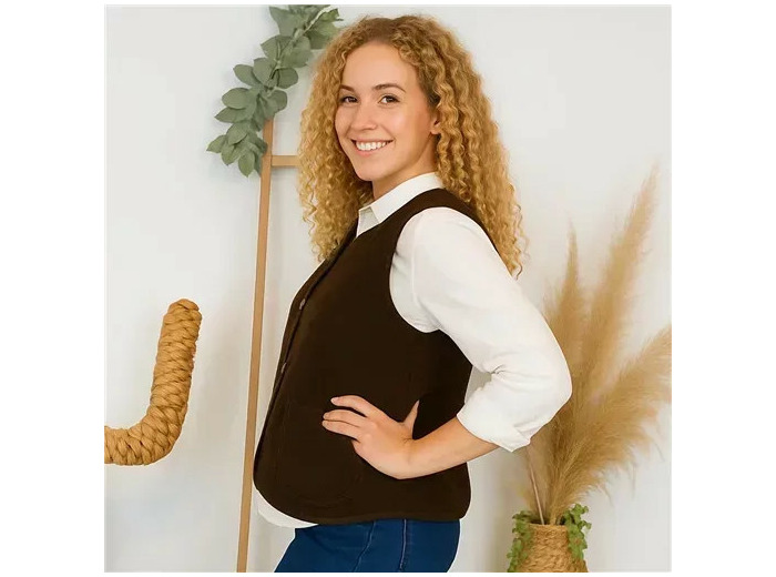K021- Gilet sans manche moutonné (T36-T40) (marron)