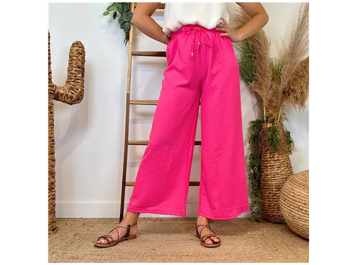L761- Pantalon flou large 1er PRIX (Tu) (fuchsia)