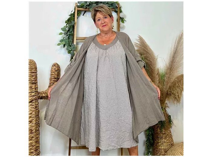 Z145- Veste Coton Lin (Gt) 🇮🇹 (taupe)