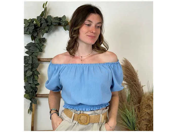 L170- Croptop uni (Tu) (bleu ciel)