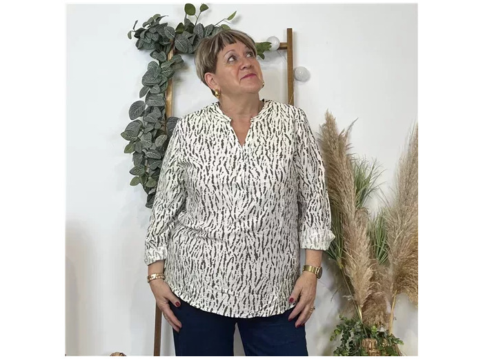 K822- Blouse Christy marbrée (T44-T52) (kaki)