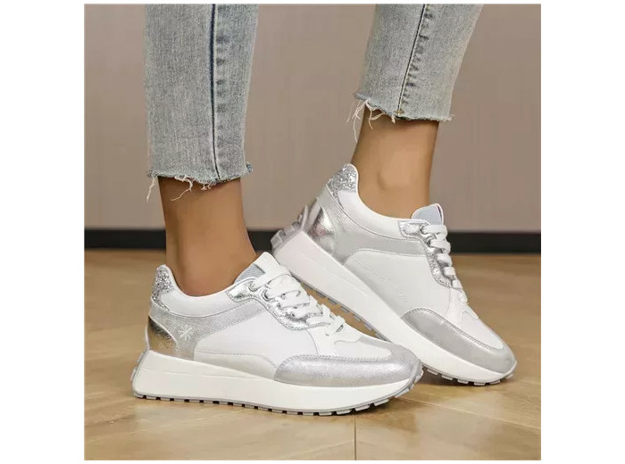 R413- Sneakers "Grandes Pointures" (T40-T43) (argenté)