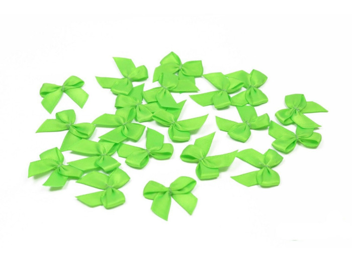 sachet de 20 nœuds en satin de belle qualite vert flash 556