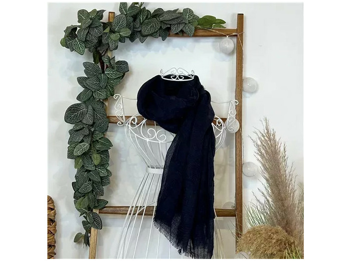 Y510– Foulard uni froissé (marine)