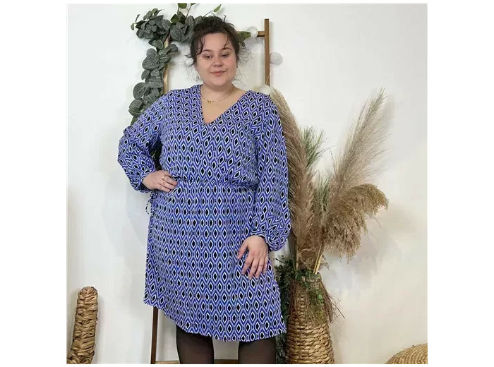 K591- Robe Akoz Losanges (T42-T48) (bleu royal)