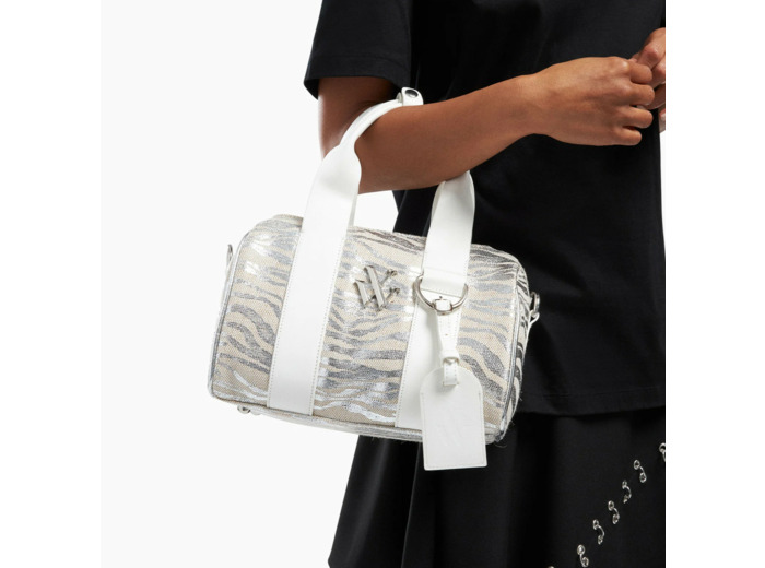 Mini sac bowling beige et zébré argent - Shelly - Vanes