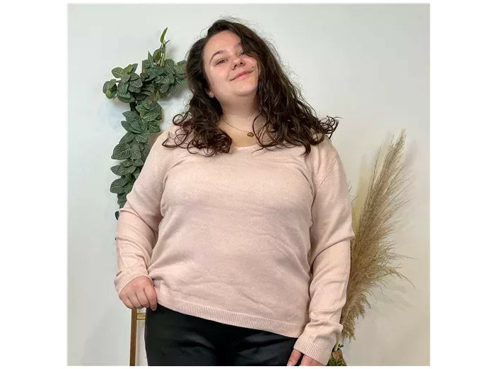 Y259- Pull Laine Cachemire "Tricotonic" (les T34&48) (rose poudré)