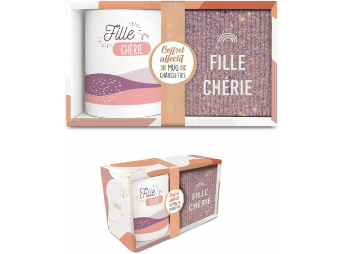 STC coffret mug et chaussettes à pailettes "Fille chérie"
