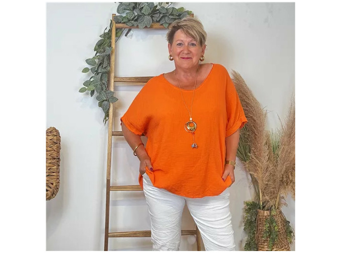 K753- Tunique 100% coton (GT) 🇮🇹 (orange)