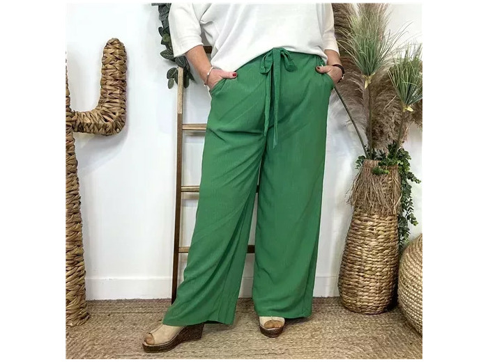 L788- Pantalon flou large (T42/44-T54/56) (vert brésil)