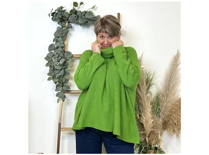 K586- Pull Col roulé uni (Gt) (vert pomme)