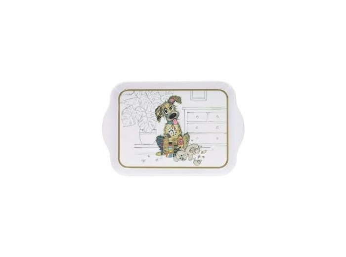 KIUB Mini Plateau avec des animaux - motif Chien gentil - mélamine de qualité - Taille Mini 14 * 21 CM