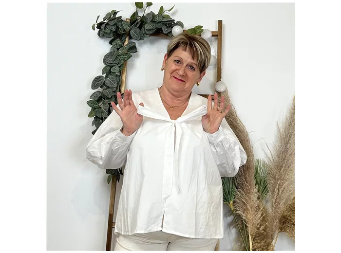 K487- Blouse "C'Mélodie" (Gt) 🇮🇹 (blanc)