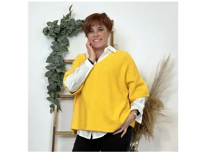 K545- Pull loose Crop-Top (Tu) (jaune)