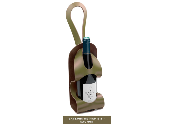 Porte bouteille 100% cuir La Bouclée Originale Kaki