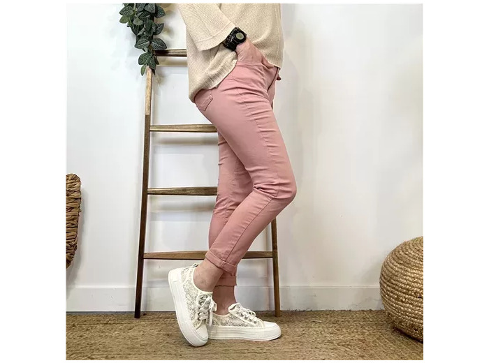 M993- Jean 7/8ème Voggo (T36-T44) (rose poudré)