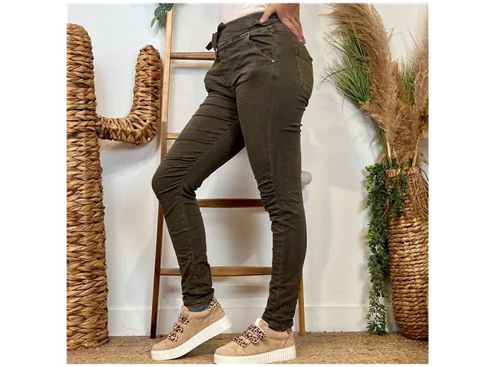 P070- Jean Melly.and.Co Taille élastiquée (Xs-Xl) (marron)